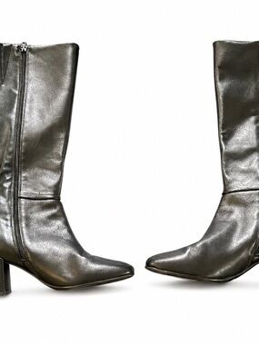 Easy Spirit Black Leather Knee High Boots Women’s 9M Block Heel Zip